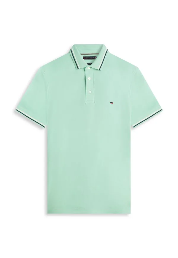 Поло-Рубашка из пике приталенного кроя с отделкой. Tommy Hilfiger, Crushed Mint — фото 4
