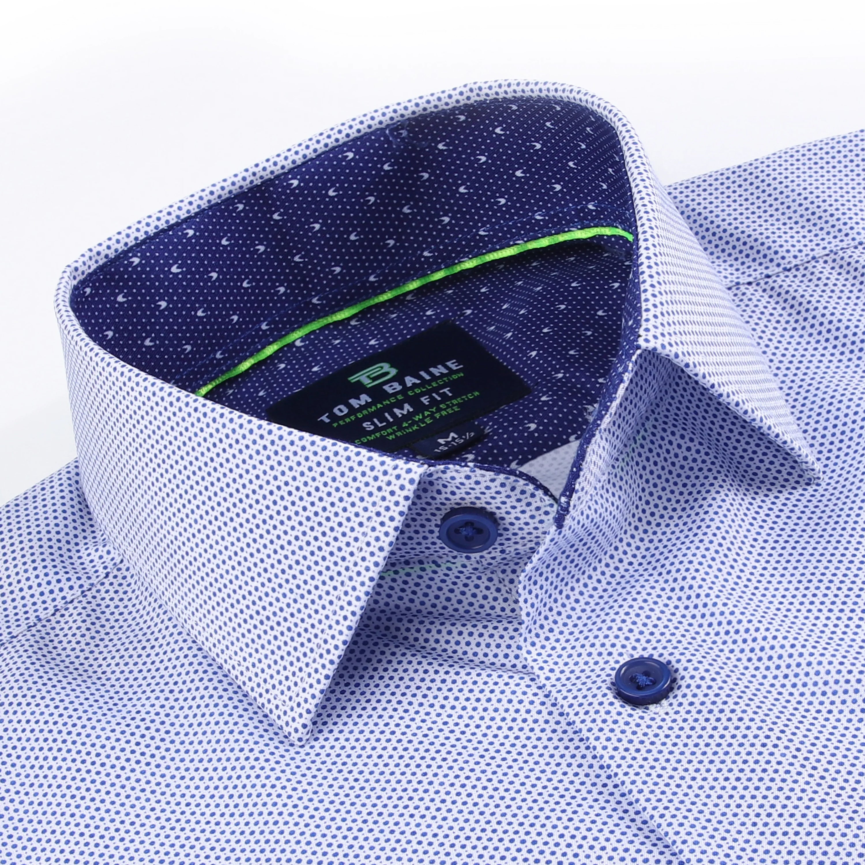 

Tom Baine Slim Fit Performance Мужская рубашка с длинным рукавом, цвет blue dot