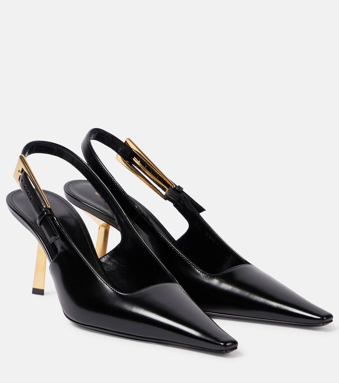 Туфли-лодочки Lee 75 из полированной кожи с открытой пяткой Saint Laurent, черный