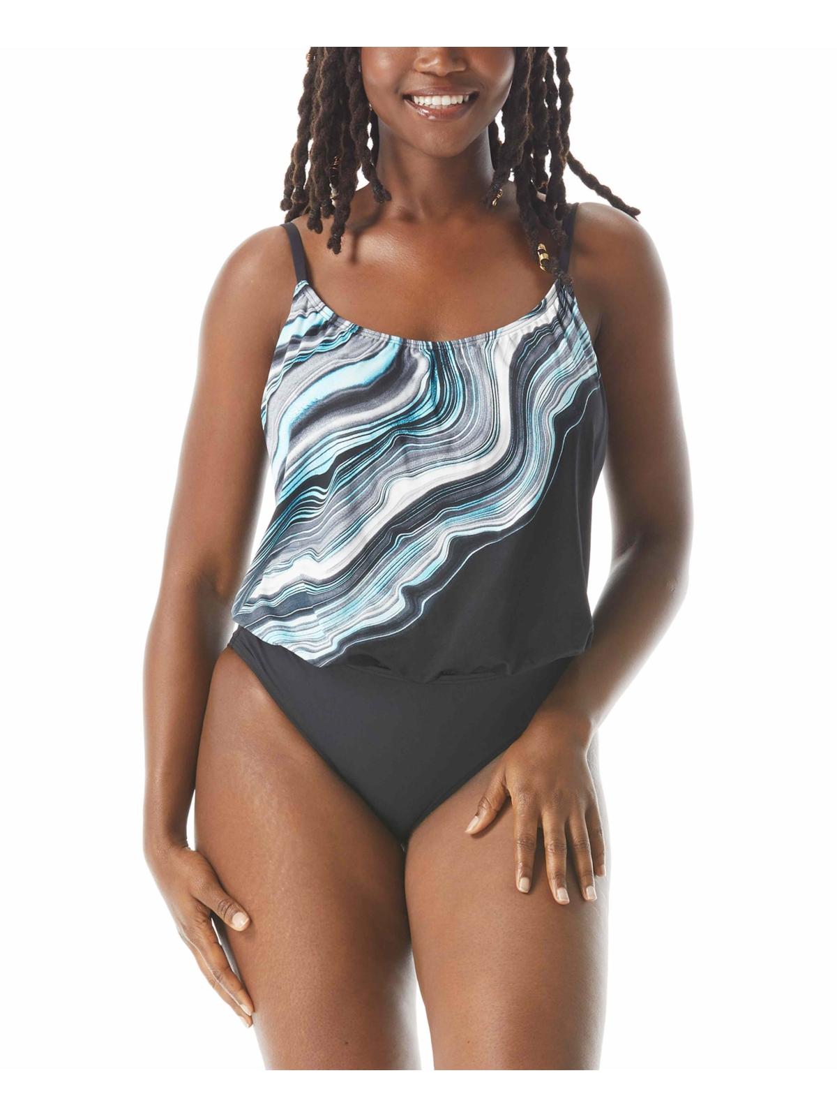 

Женский полосатый слитный купальник со съемными вставками Coco Reef, цвет black multi