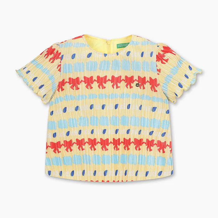 Детская блузка Bodre Pleats, жёлтая, от Benetton Kids