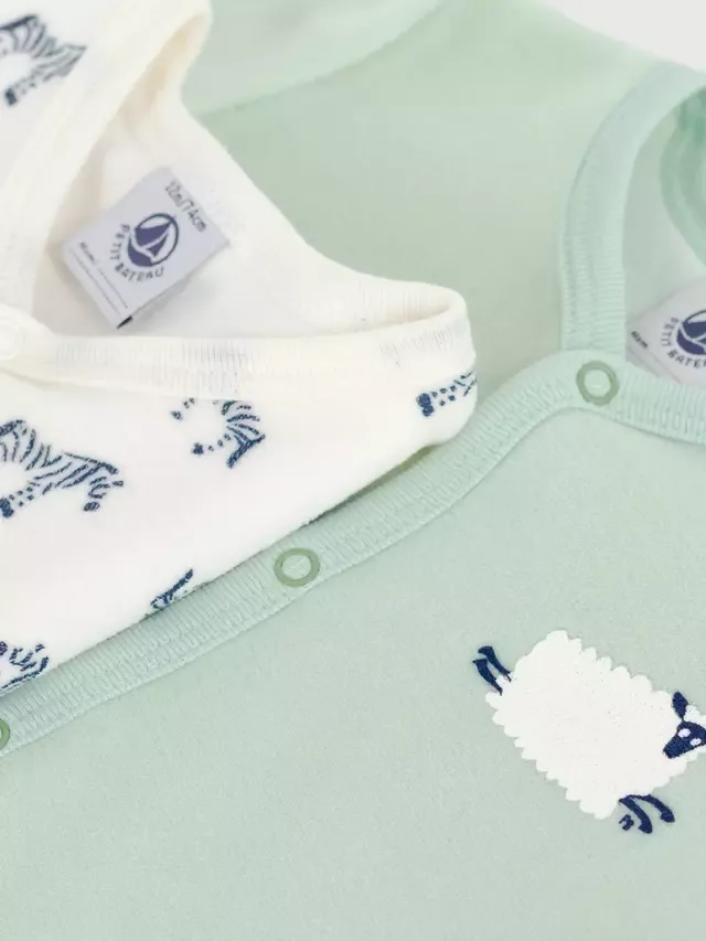 Детский хлопковый боди с принтом, комплект из 2 штук Petit Bateau — фото 3