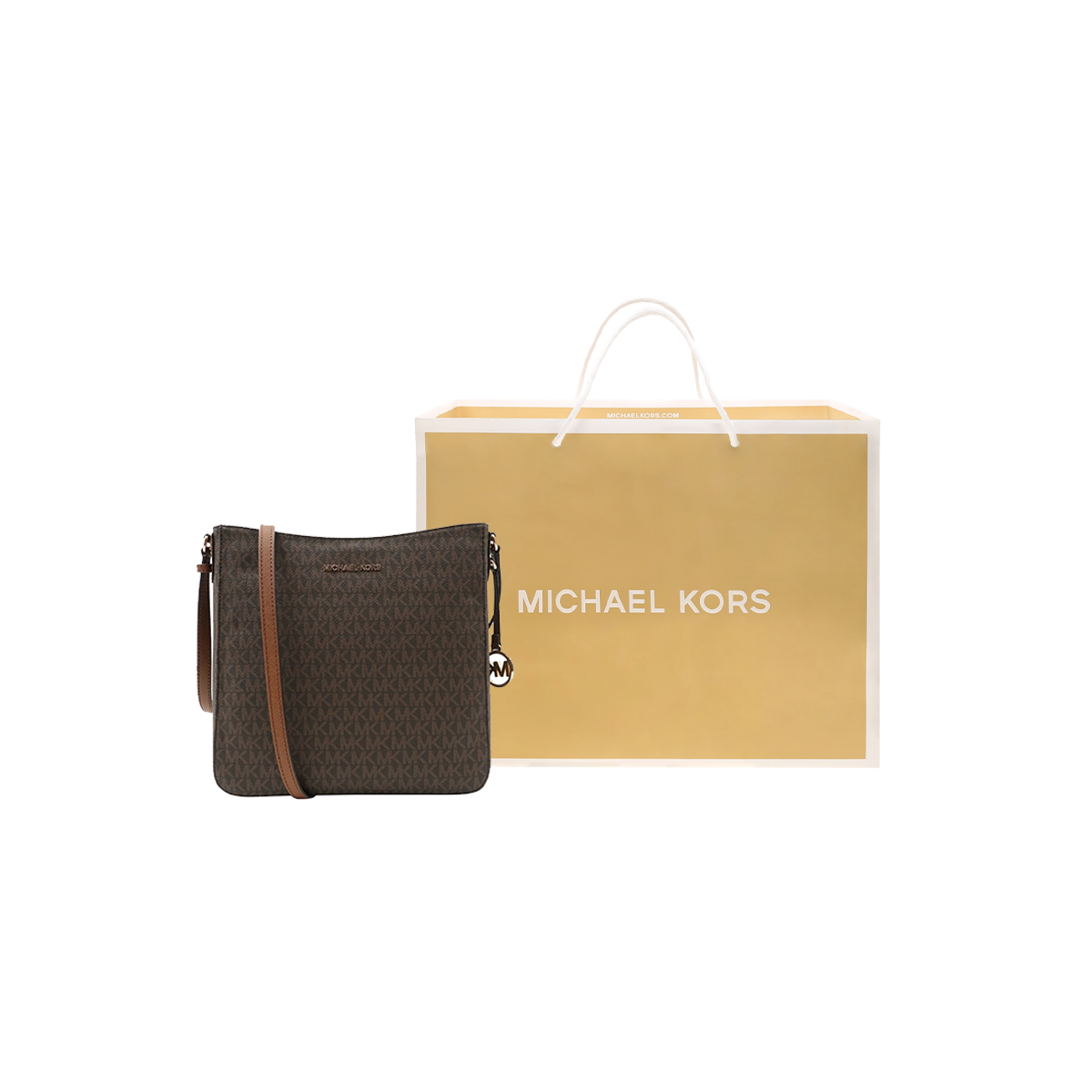 

MICHAEL KORS Холщовая сумка через плечо женская коричневая