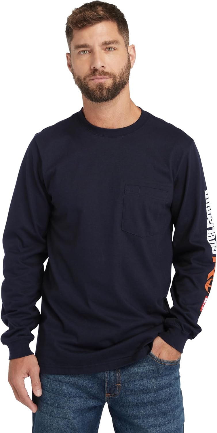 

Timberland PRO unisex-adult мужская футболка с длинным рукавом и карманом из огнестойкого хлопка, Navy