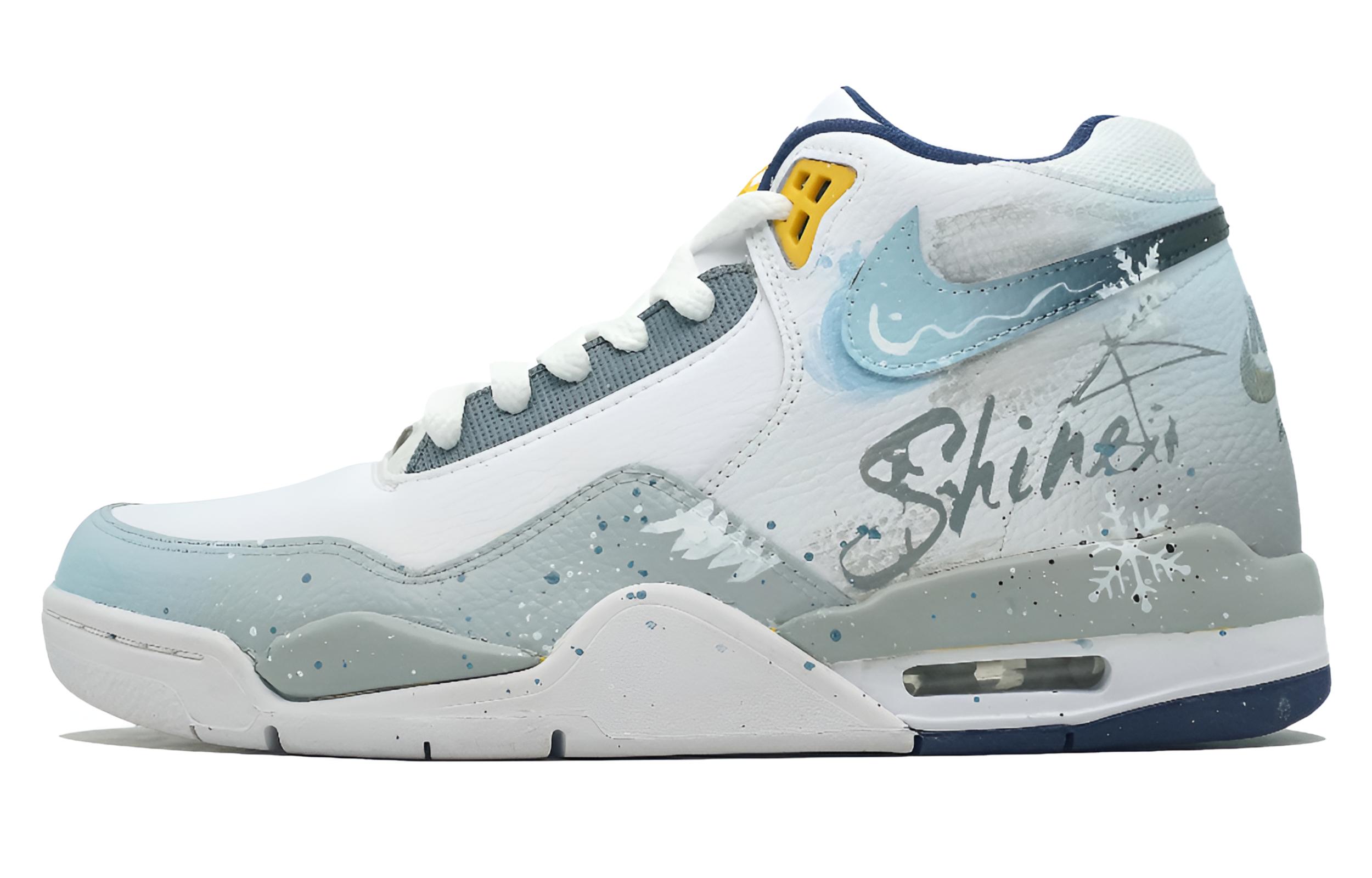 

Кроссовки баскетбольные мужские Flight Legacy Winter Season Mid top, устойчивые к скольжению и истиранию, кожаные, винтажные Nike, синий белый серый