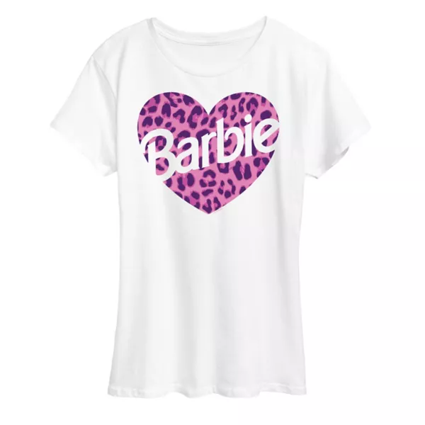 

Женская футболка с принтом в виде леопардового сердца Barbie, белый