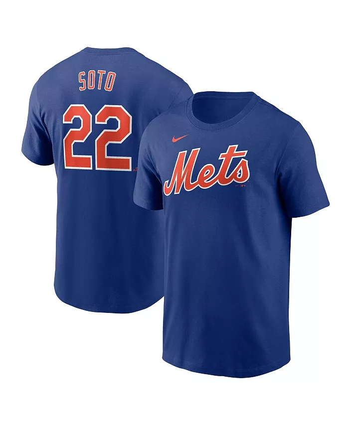 

Мужская футболка Juan Soto Royal New York Mets Fuse с именем и номером Nike
