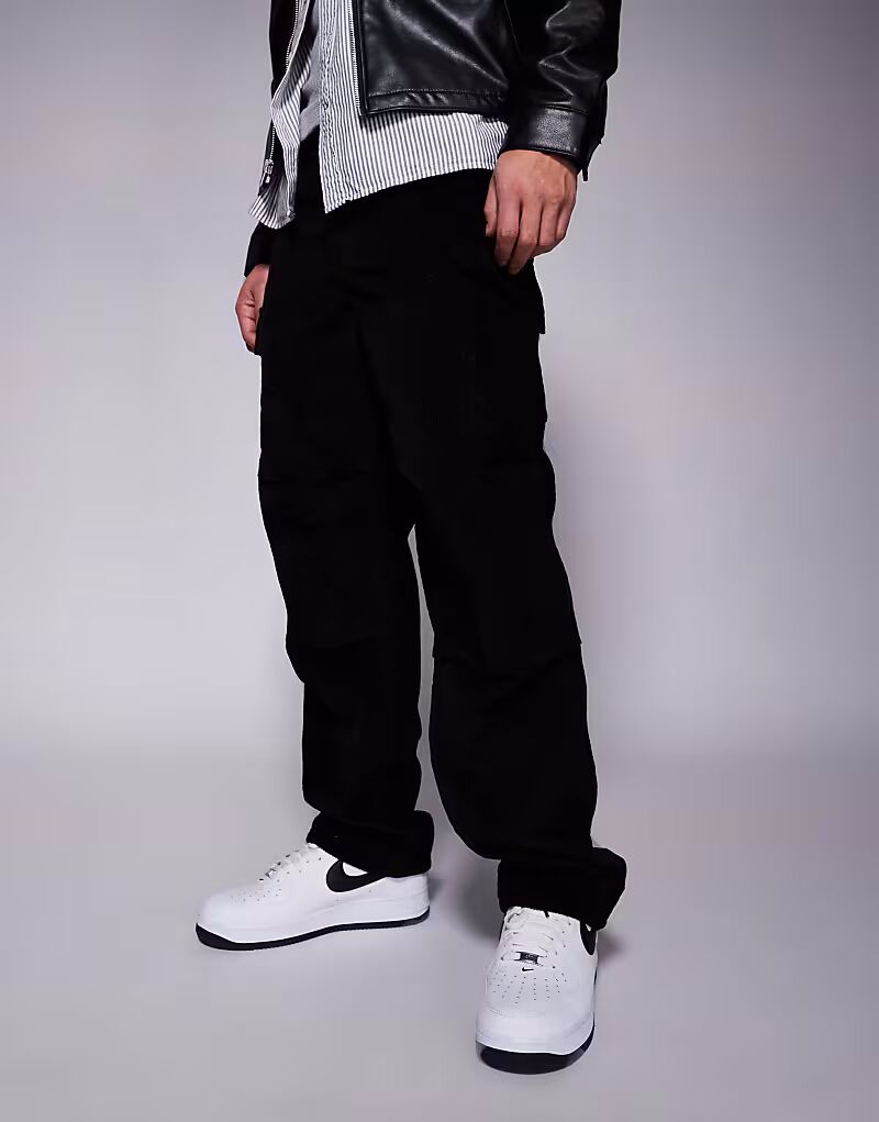 

Черные мешковатые вельветовые брюки-карго Asos Design