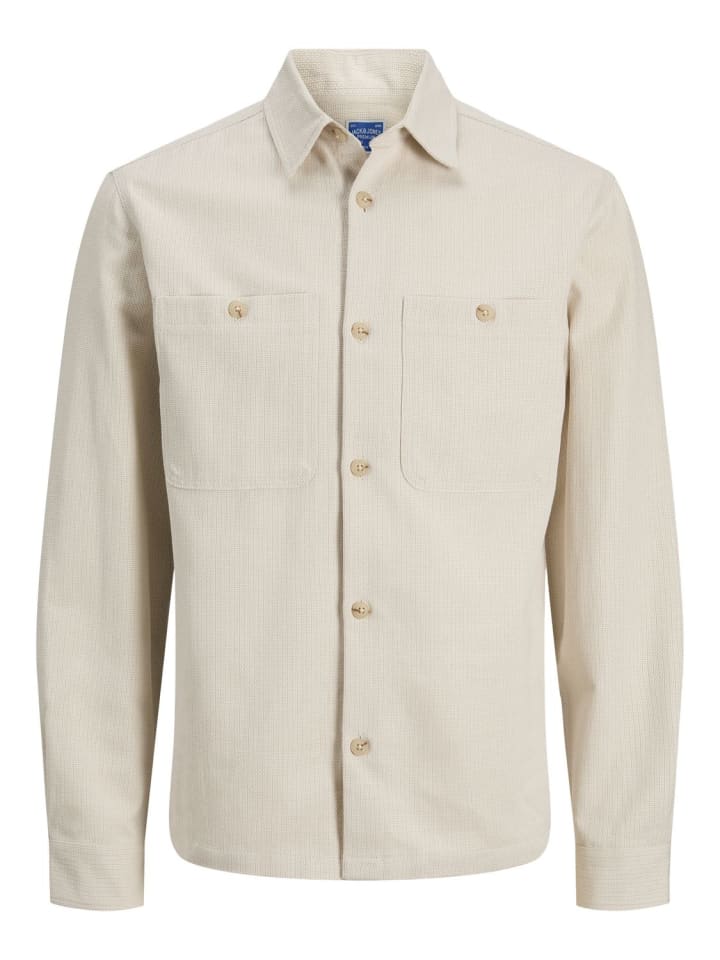 

Jack & Jones Рубашка JPRBLURAYLE LINEN BL. Однотонная, с длинным рукавом, бежевого цвета