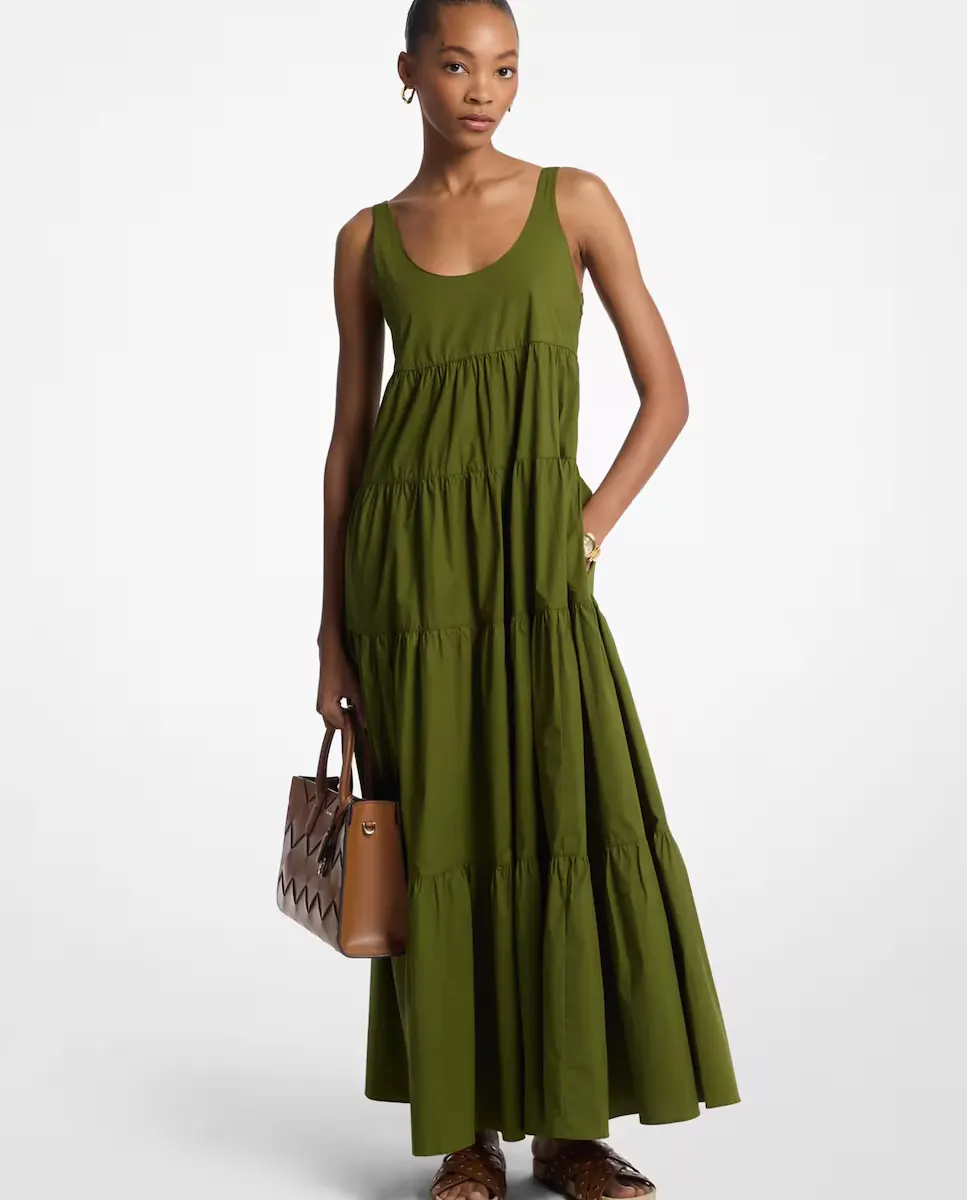 

Длинное платье расклешенного силуэта из хлопка Michael Michael Kors, зеленый