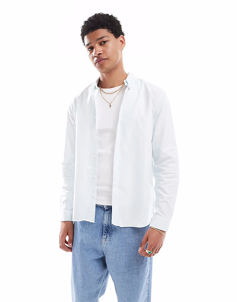 

New Look - рубашка с длинными рукавами в светло-голубую полоску