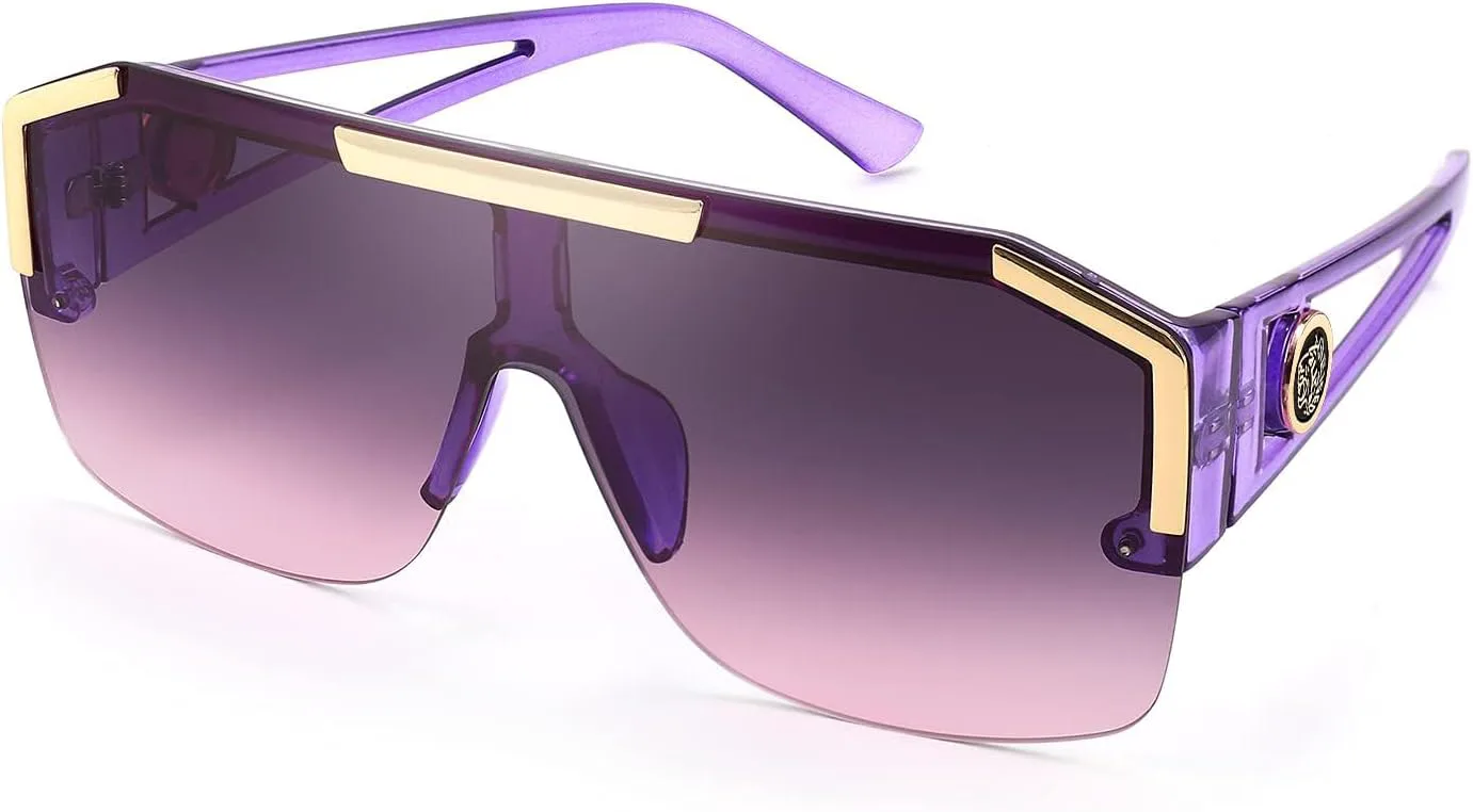 

Солнцезащитные очки FEISEDY квадратной формы увеличенного размера для мужчин и женщин, с плоской верхней частью и цельными линзами, модель B2765, Crystal Violet