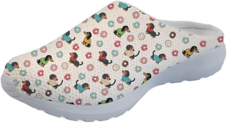 

Женские слипоны-мюли Forchrinse Black Bat Cobweb, мужские садовые сабо, сетчатые прогулочные туфли для повседневной носки, работы и спортзала, Colorful Dachshund