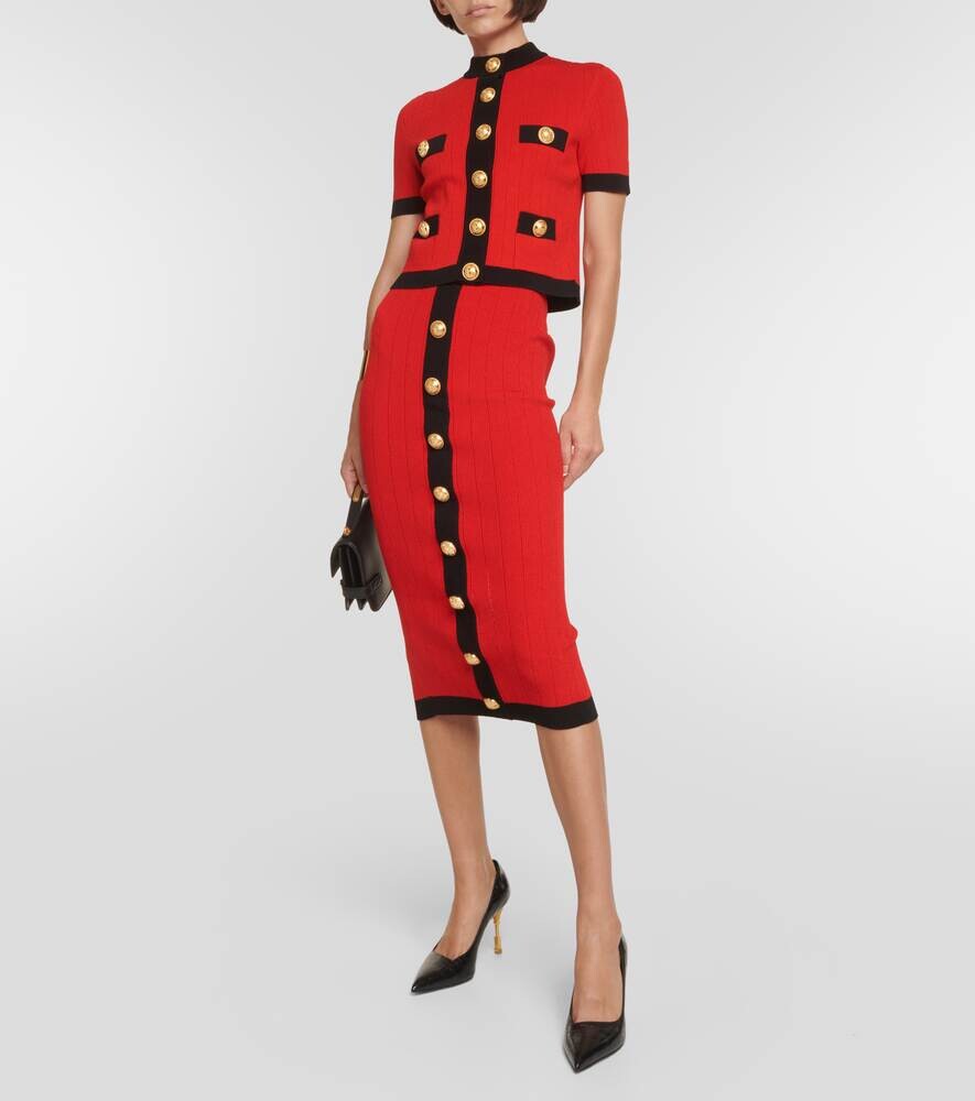 

Юбка миди в рубчик BALMAIN, черный