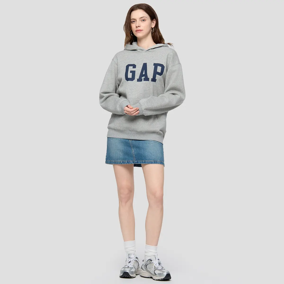 Толстовка унисекс с капюшоном, средней плотности ткани, другие GAP, светлый серый — фото 4