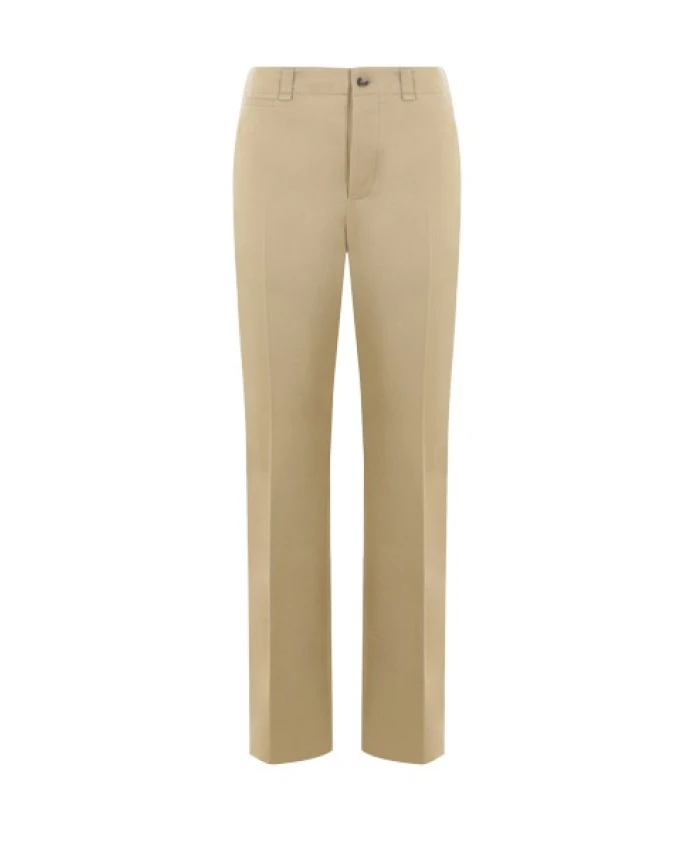 

Прямые брюки из хлопка с драпировкой Saint Laurent, бежевый