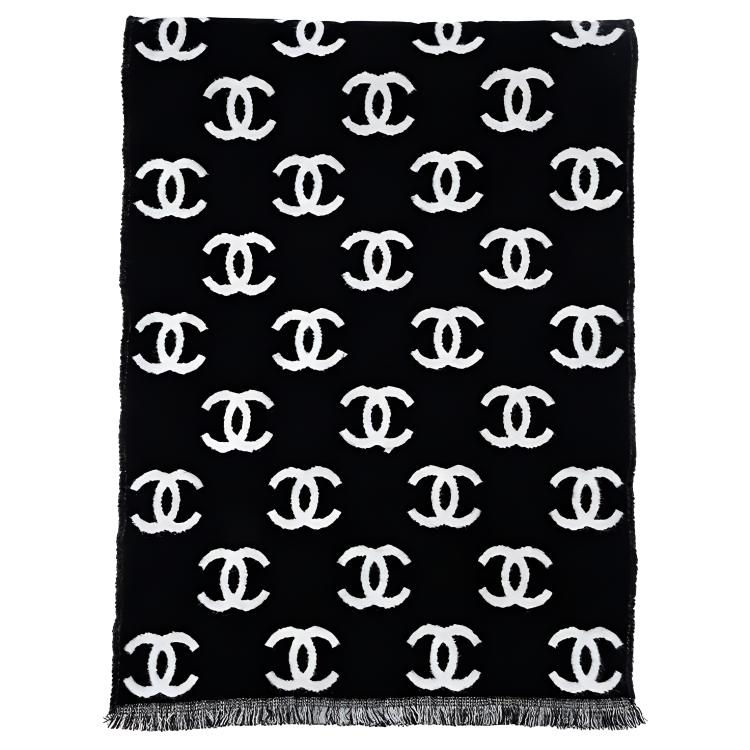 

Шерстяной шарф женский черный CHANEL