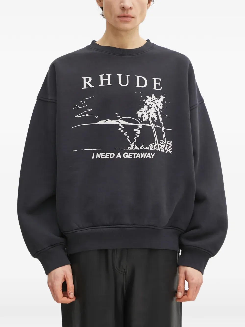 

Свитшот с графическим принтом Rhude, черный