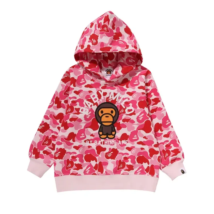 Детская толстовка BAPE Kids ABC Camo Baby Milo Pullover Hoodie, розовая