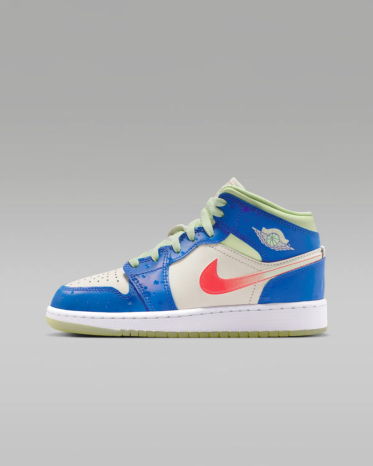 Кроссовки Air Jordan 1 Mid SE для старших детей, Game Royal/Barely Volt/Infrared 23/Pale Ivory