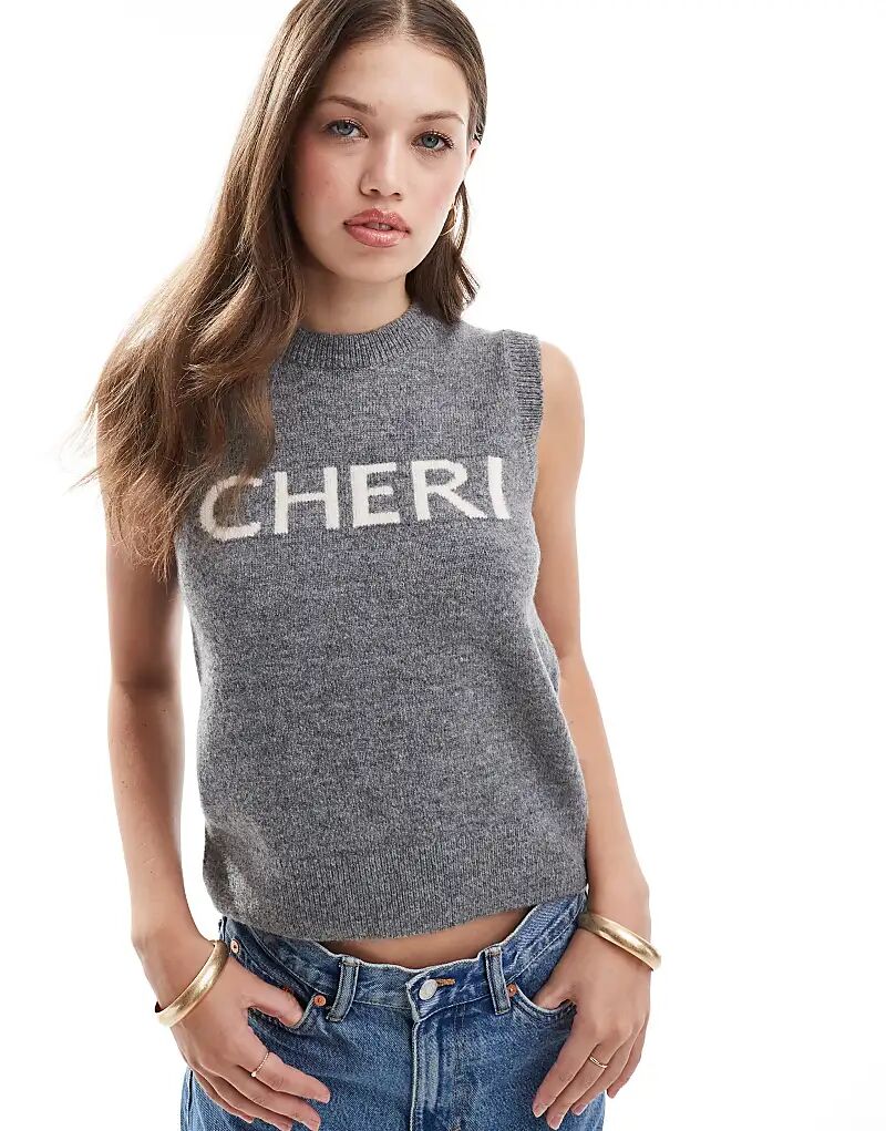 

Вязаный топ Cheri серого цвета New Look