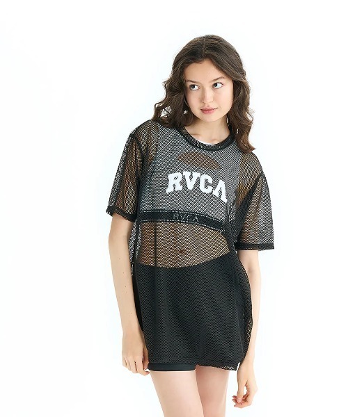

Женская футболка с коротким рукавом, сетчатая, с логотипом RVCA, черный