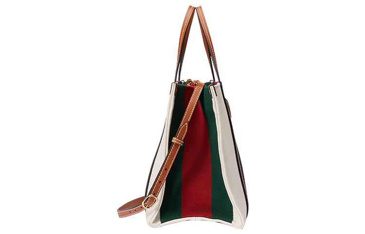 GUCCI Хлопковая сумка-шоппер из холста с кожаными вставками среднего размера мужская наплечная сумка через плечо — фото 4