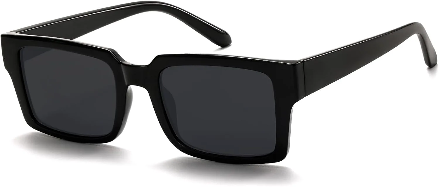 

Солнцезащитные очки IOHLNG в стиле ретро-винтаж для женщин и мужчин. Модные прямоугольные солнцезащитные очки с защитой от УФ-излучения, Black Frames + Grey Lens