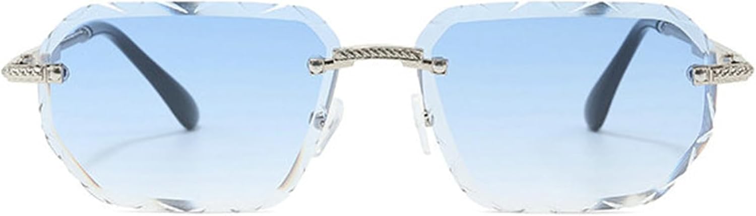 

Солнцезащитные очки Willochra без оправы с алмазной огранкой, винтажные квадратные солнцезащитные очки с градиентным переходом цвета, мужские и женские, металлические, модные, в стиле панк, трендовые очки, C7