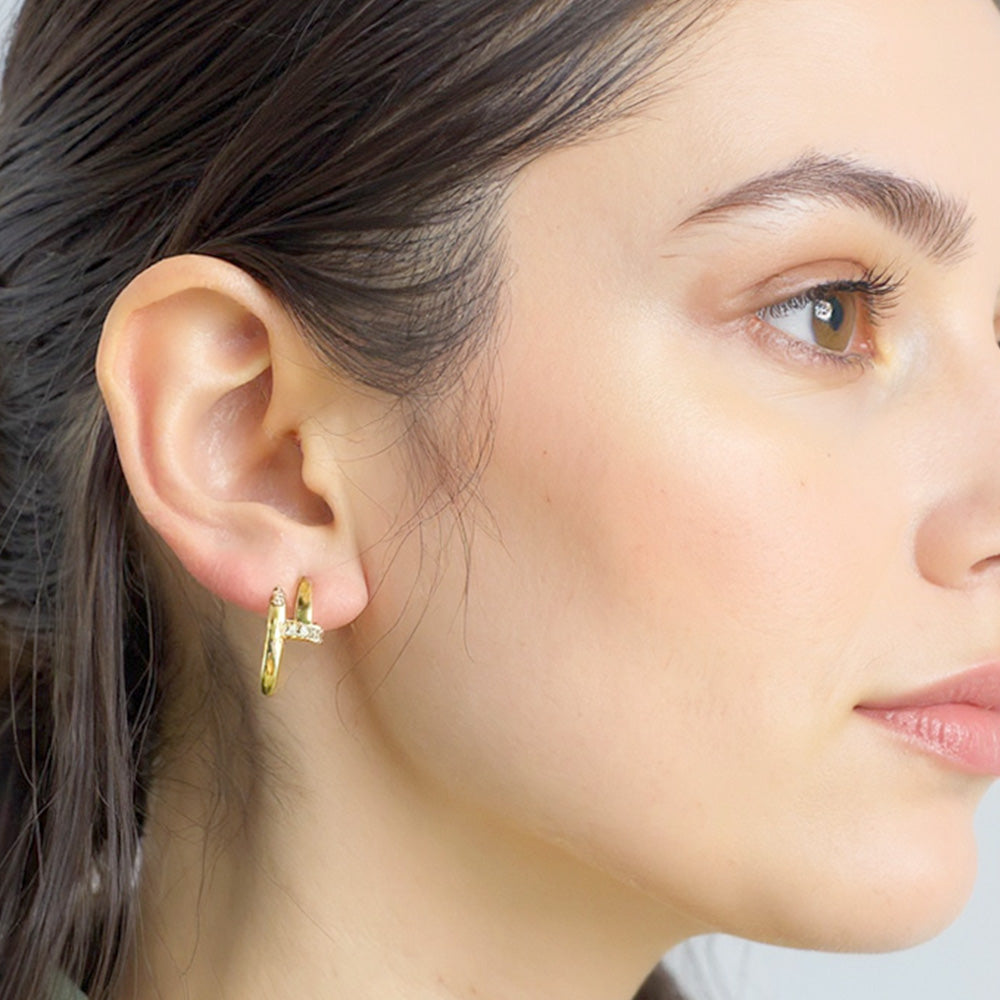 

Мини-серьги-кольца с фианитами, покрытыми 14-каратным золотом, с пайетками из золота Fashnzfab, золотой