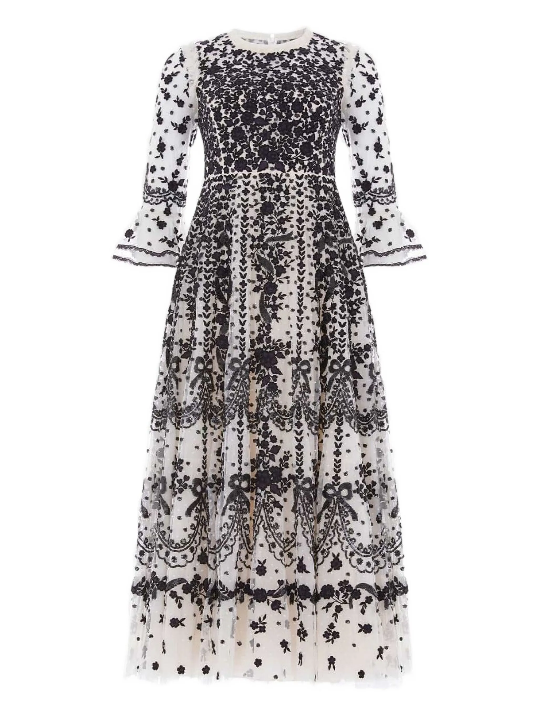 

Платье с цветочной вышивкой Needle & Thread, бежевый