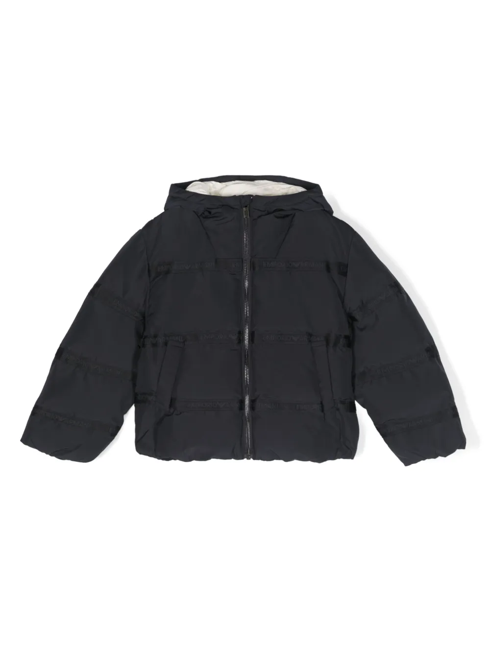 

Пуховик с логотипом Emporio Armani Kids, синий