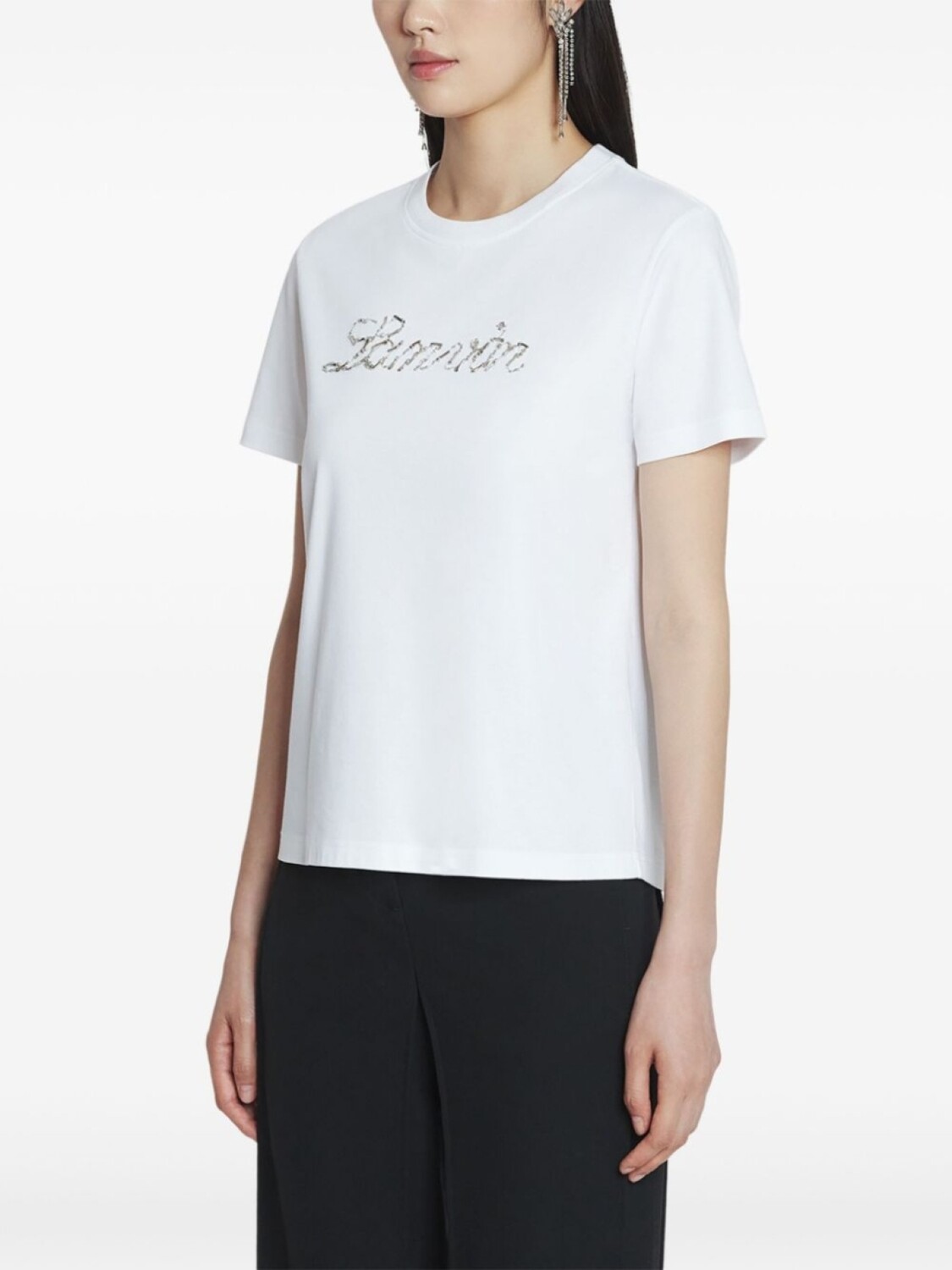 Футболка с логотипом Lanvin, расшитая пайетками, белый — фото 3
