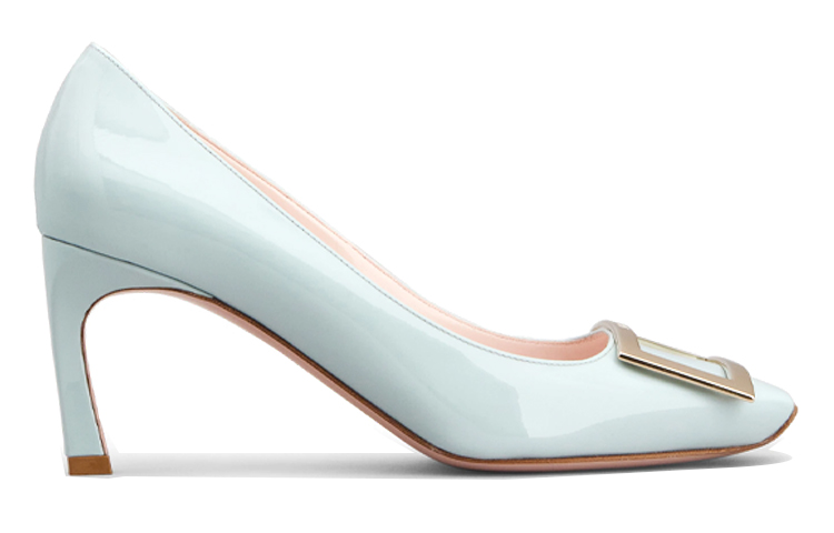 Туфли-лодочки на тонком каблуке 7 см женские светло-голубые Roger Vivier — фото 3