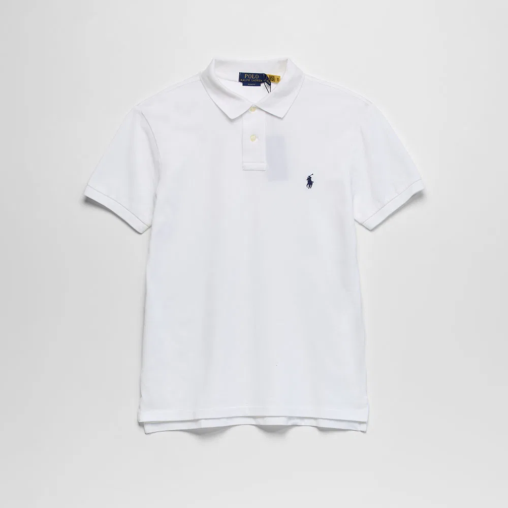 Мужская приталенная поло-рубашка Slim Fit Mesh белого цвета от Polo Ralph Lauren