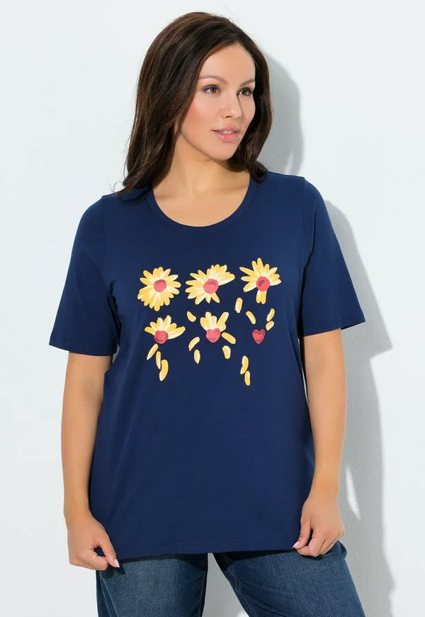 

Футболка с принтом "любит меня" Ulla Popken, Ink Blue, Синий, Футболка с принтом "любит меня" Ulla Popken, Ink Blue