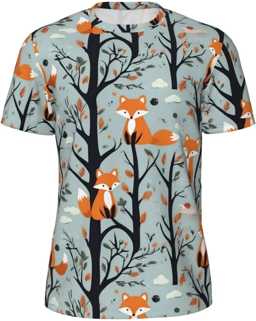 

Футболка мужская летняя с принтом Fox Bear Bird Tree, легкая и дышащая SDFHU