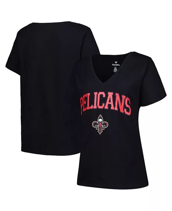 

Женская черная футболка New Orleans Pelicans Plus Size Arch Over Logo с V-образным вырезом Profile