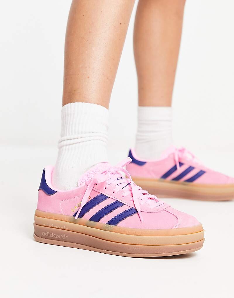 Розовые кроссовки на платформе с резиновой подошвой adidas Originals Gazelle Bold — фото 2