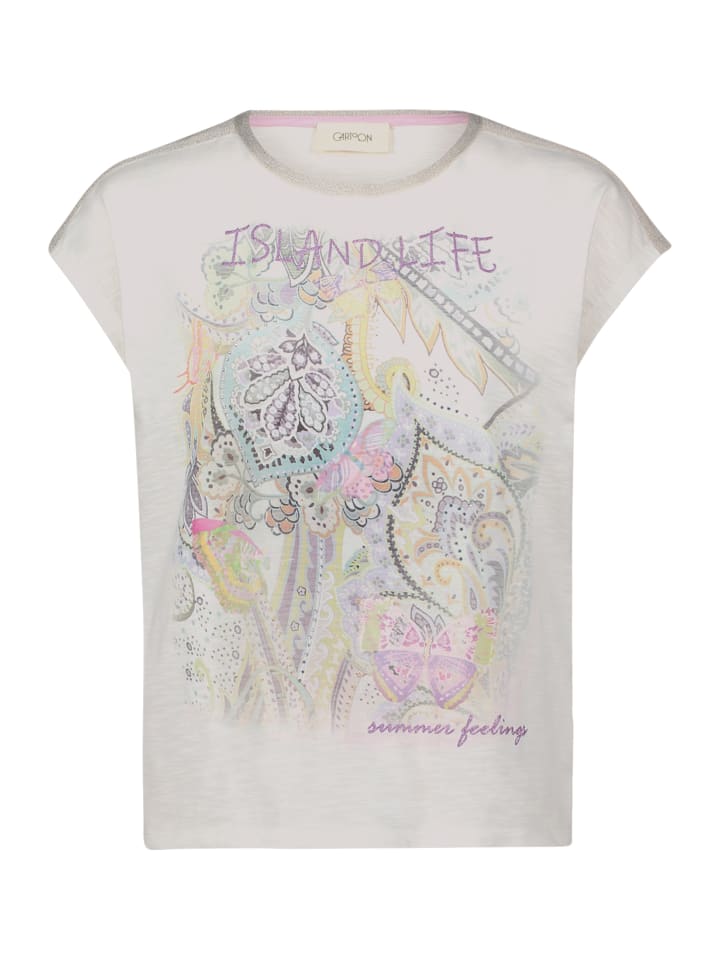 

Рубашка с круглым вырезом и вставкой цвета Patch Cream/Rosé CARTOON