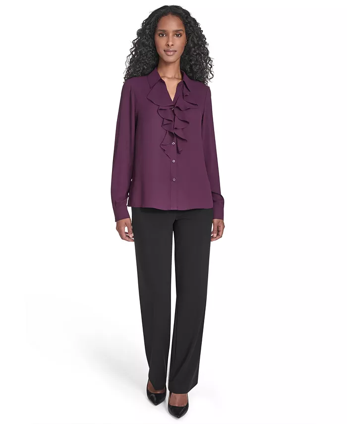 

Маленькая блузка с цельнокроеным рукавом и рюшами спереди Calvin Klein, фиолетовый