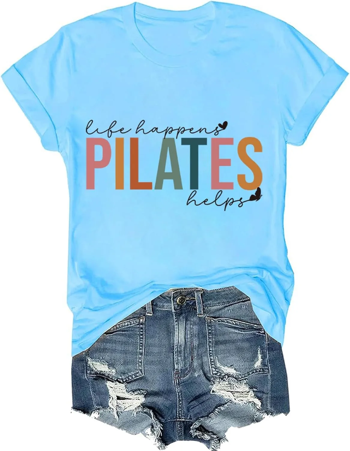 Футболка Pilates Mom с принтом Life Happens Pilates Helps