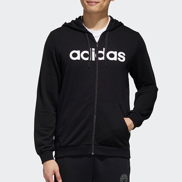 Толстовка neo alphabet printing casual sports zipper black Adidas, черный — фото 3