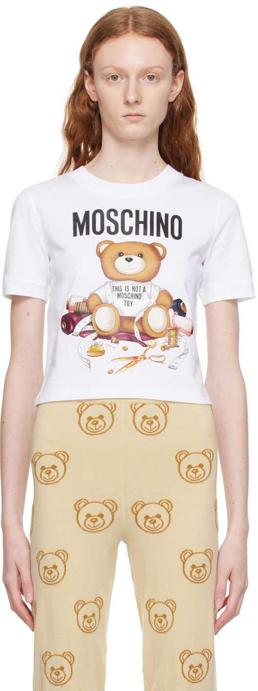 

Футболка с плюшевым мишкой Moschino, белый