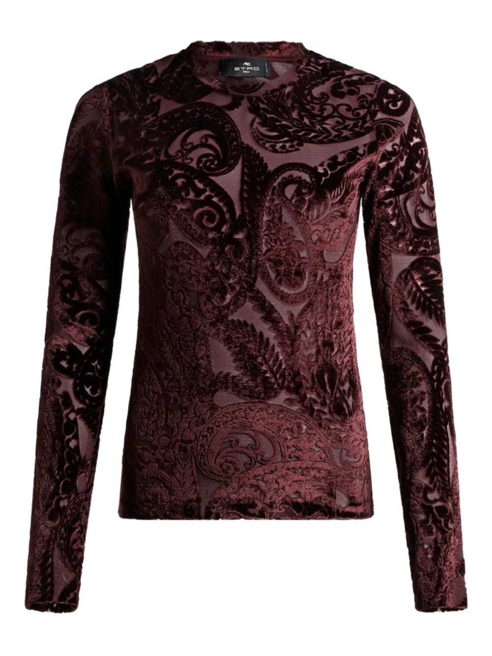 

Топ из бархата с жаккардовым узором пейсли ETRO, коричневый
