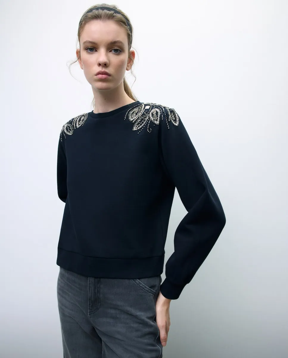 

Женская толстовка с деталями на плечах Tintoretto, черный