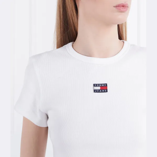 Футболка узкого кроя с значком Tjw bby в рубчик xs Tommy Hilfiger, белый — фото 4