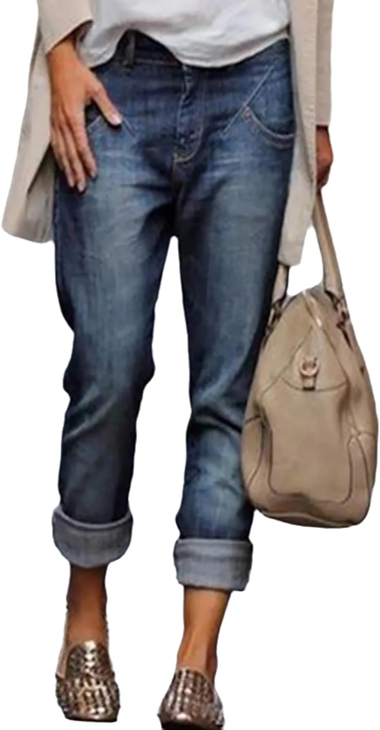 

Женские джинсы Vintage Boyfriend Mid Rise Slim Fit Distressed Straight Leg TACSTRUN