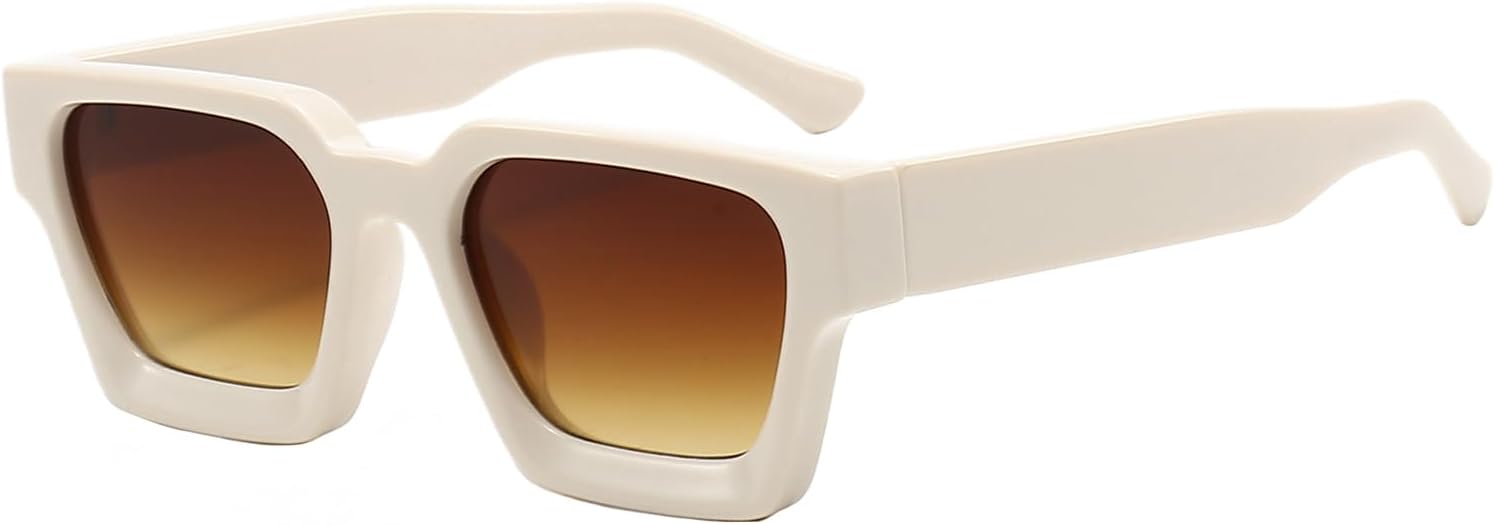 

Солнцезащитные очки в толстой квадратной оправе для женщин и мужчин, ретро-очки прямоугольной формы, модные черные солнцезащитные очки Teumire, B11 Beige Frame/Gradient Brown Lens