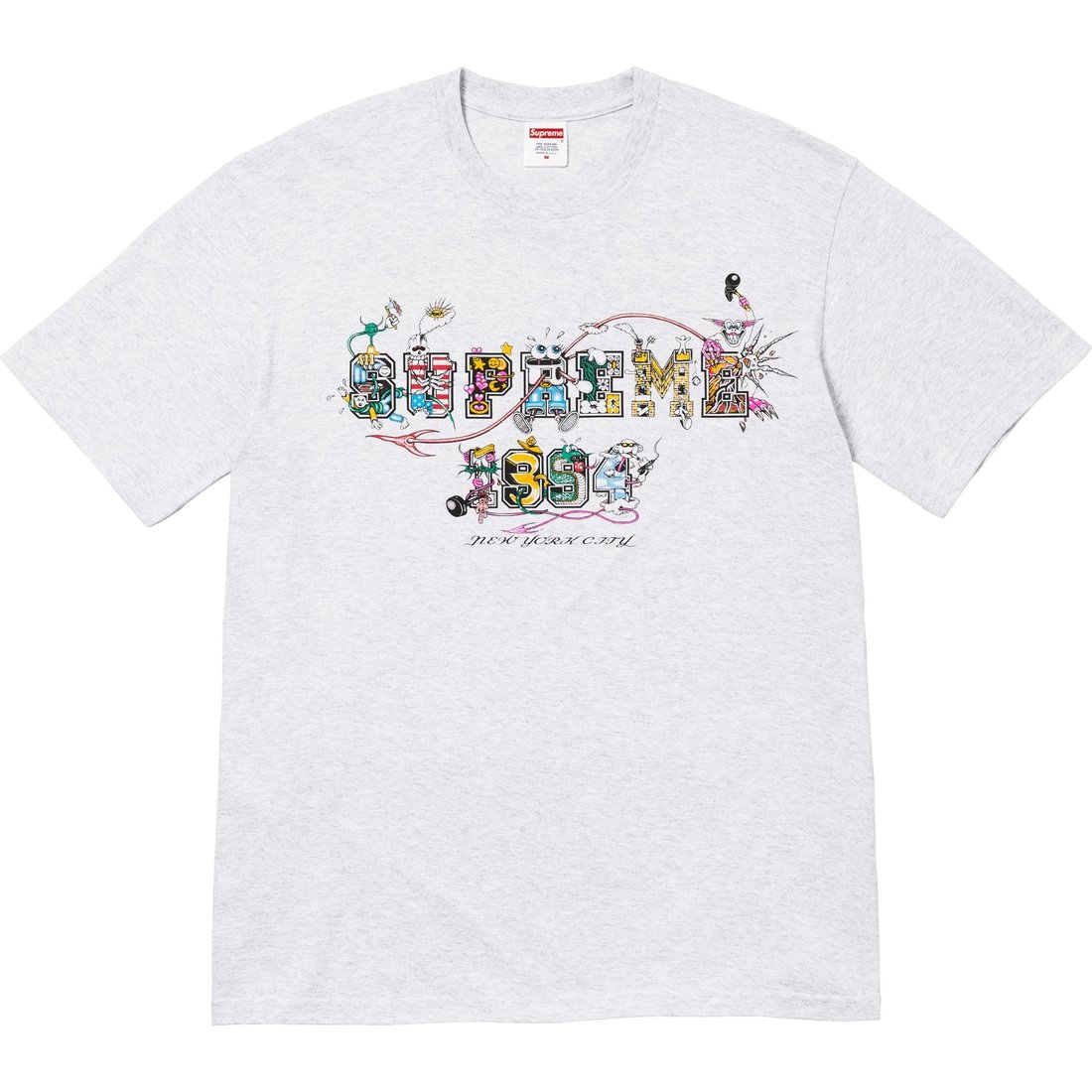 

SS24 WEEK19 Varsity Tee Red Supreme, серый белый/пепельно-серый